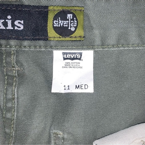 Levi’s Vintage Silver Tab Khakis Size 11 US Green Cargo Pants Baggy Straight Leg - Picture 8 of 10